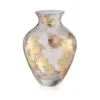 Vaso in vetro artistico con decori dorati a rilievo, design italiano