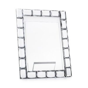 Cornice portafoto rettangolare Emò Italia linea Ghiaccio, realizzata in cristallo trasparente con bordi sfaccettati a diamante.