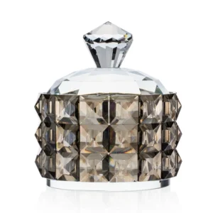Contenitore Emò Italia in cristallo trasparente con pomello a forma di diamante, design elegante