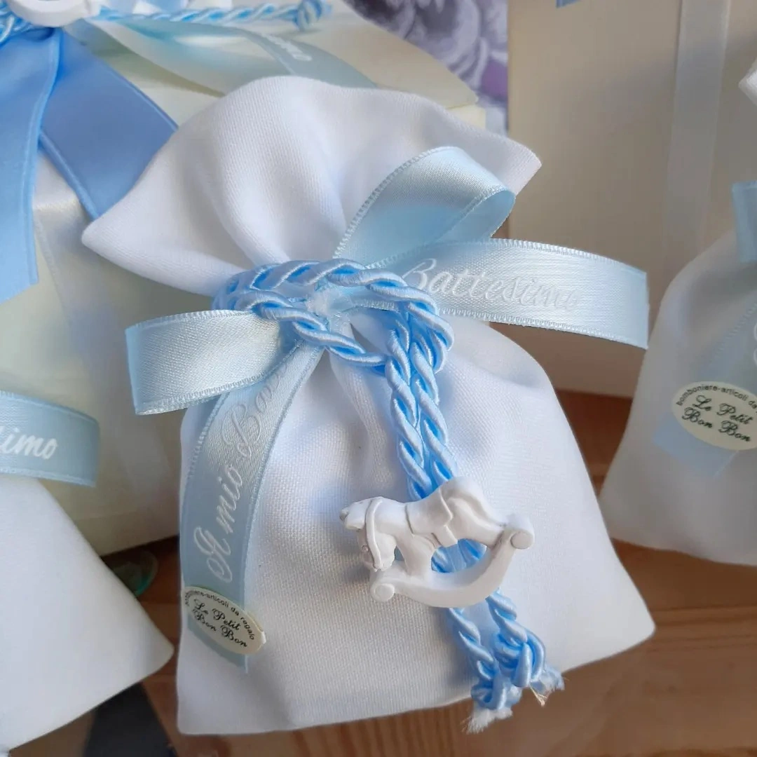Bomboniera Sacchettino Artigianale Battesimo Bambino - immagine 5